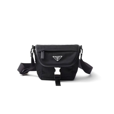 PRADA RE-NYLON AND SAFFIANO LEATHER SHOULDER BAG 2VD070 (16*15*8cm)